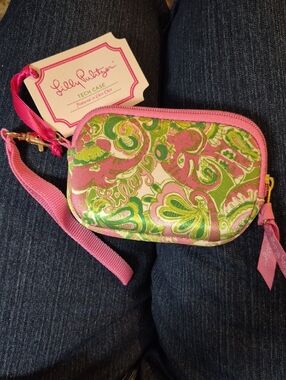Lilly Pulitzer Pink & Green Paisley Wristlet Tech Case